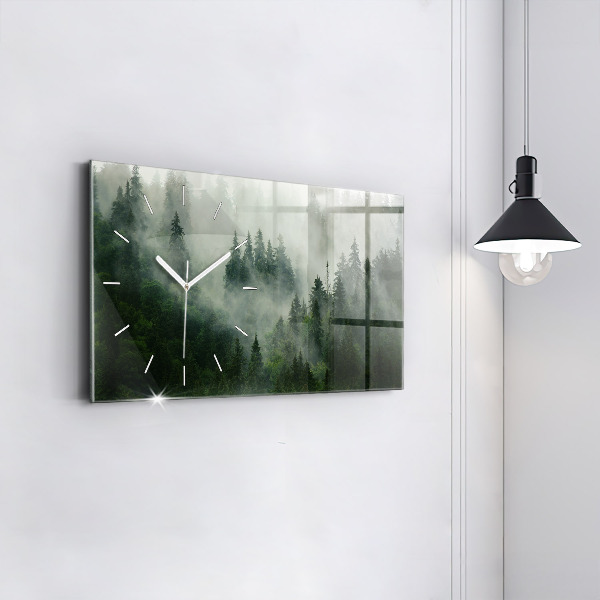 Horizontal wall clock Misty forest