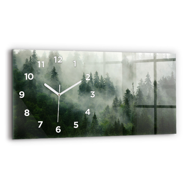 Horizontal wall clock Misty forest