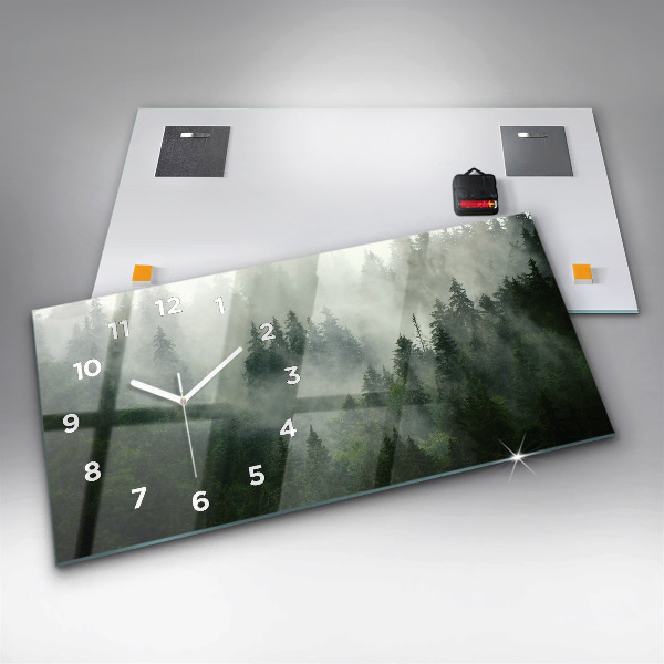 Horizontal wall clock Misty forest