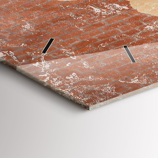 Horizontal wall clock World Map on Brick