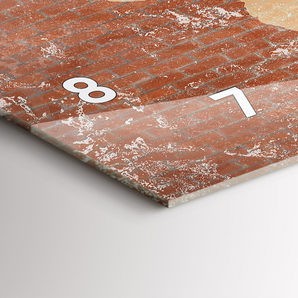 Horizontal wall clock World Map on Brick