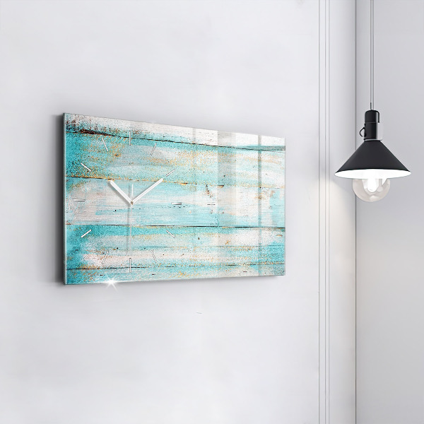 Horizontal wall clock Blue boards