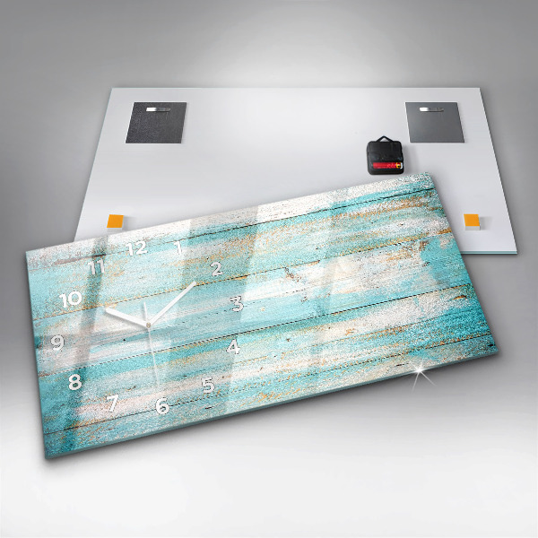 Horizontal wall clock Blue boards