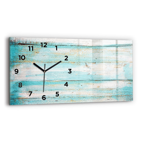 Horizontal wall clock Blue boards