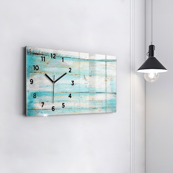 Horizontal wall clock Blue boards