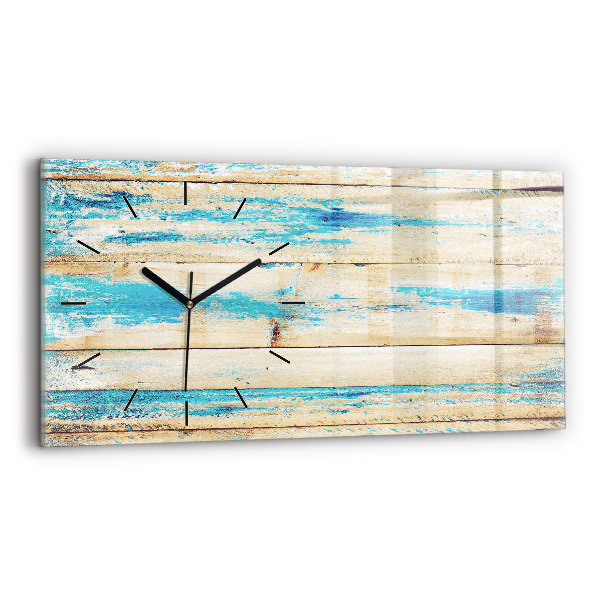 Horizontal wall clock Scratched wood