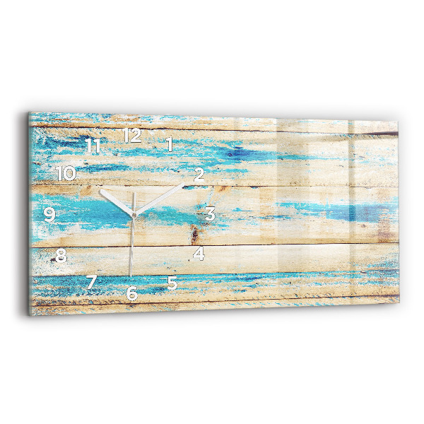 Horizontal wall clock Scratched wood
