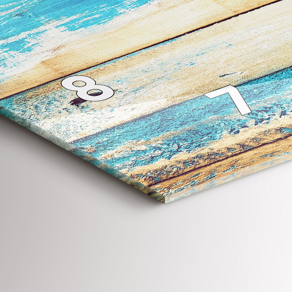 Horizontal wall clock Scratched wood