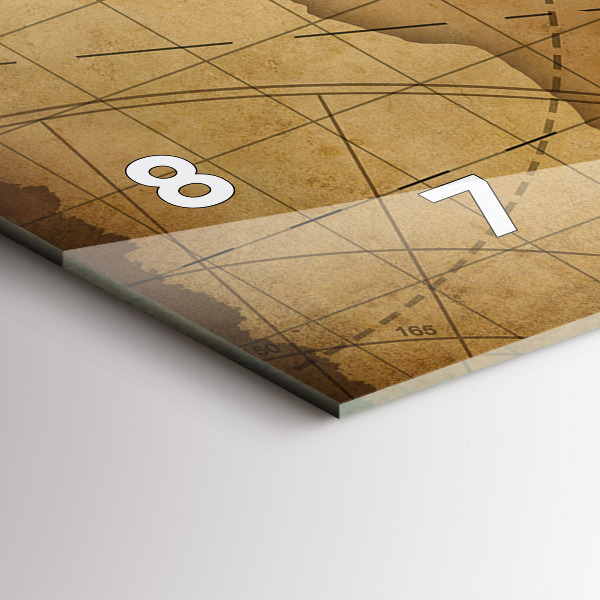 Horizontal wall clock Vintage world map