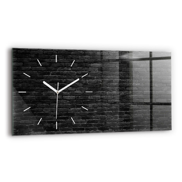 Horizontal wall clock Dark brick wall