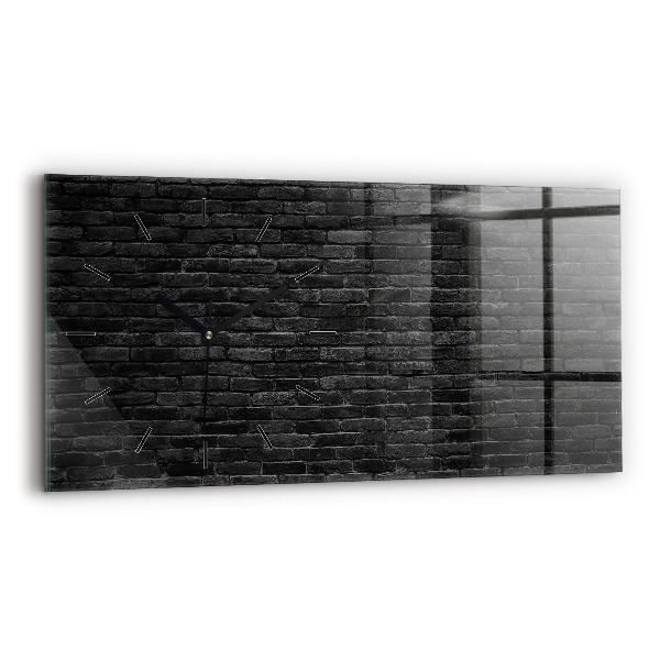 Horizontal wall clock Dark brick wall
