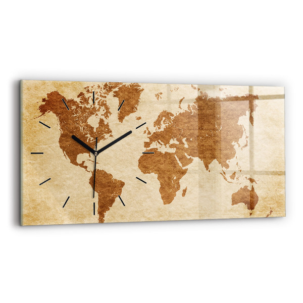 Horizontal wall clock Old style world map