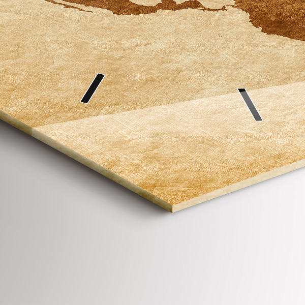 Horizontal wall clock Old style world map