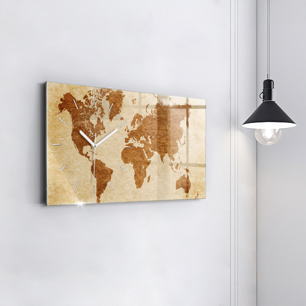 Horizontal wall clock Old style world map