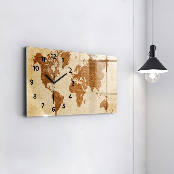 Horizontal wall clock Old style world map