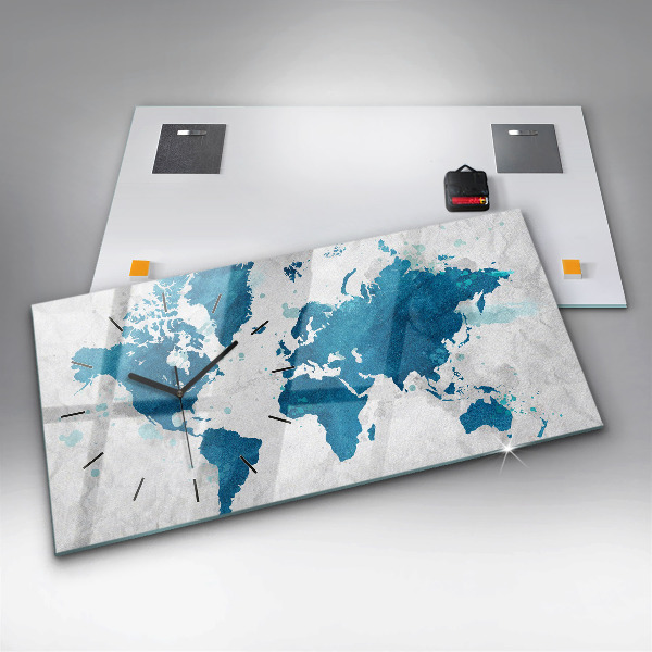 Horizontal wall clock World map