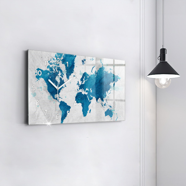 Horizontal wall clock World map