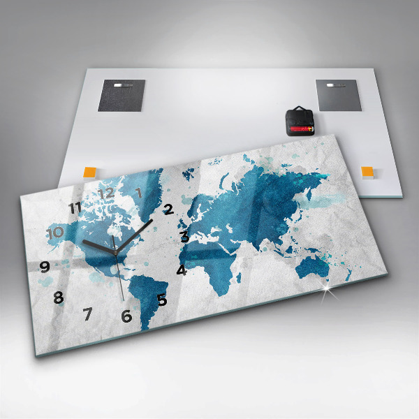 Horizontal wall clock World map