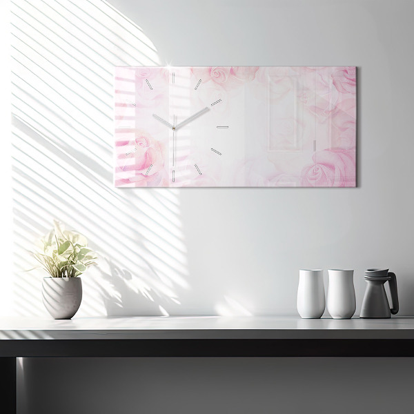 Horizontal wall clock Roses abstract