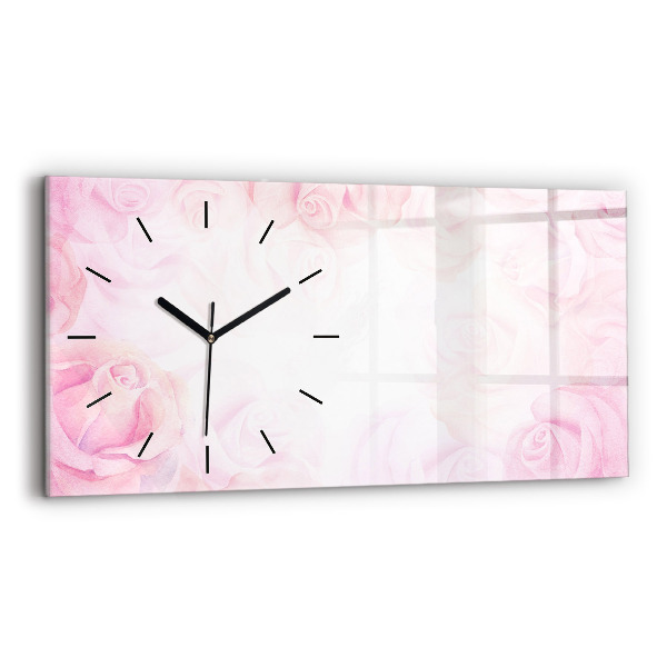 Horizontal wall clock Roses abstract