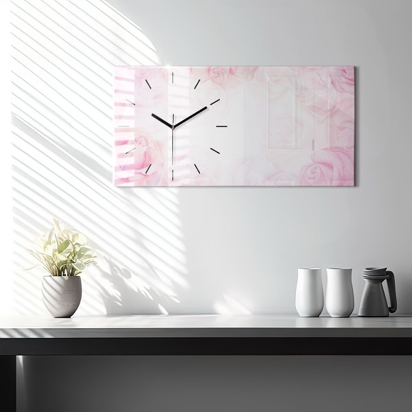 Horizontal wall clock Roses abstract