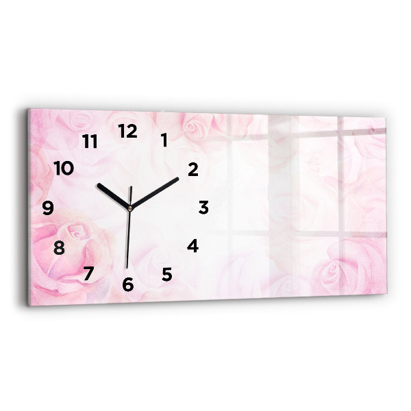 Horizontal wall clock Roses abstract