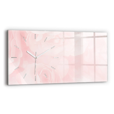 Horizontal wall clock Blooming roses