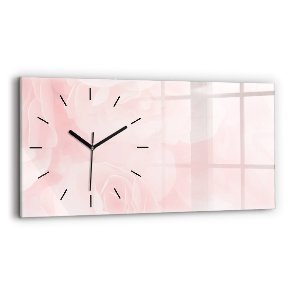 Horizontal wall clock Blooming roses