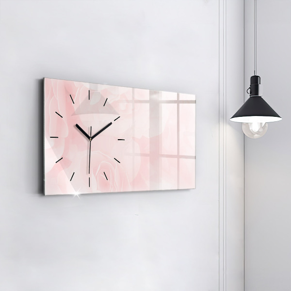 Horizontal wall clock Blooming roses