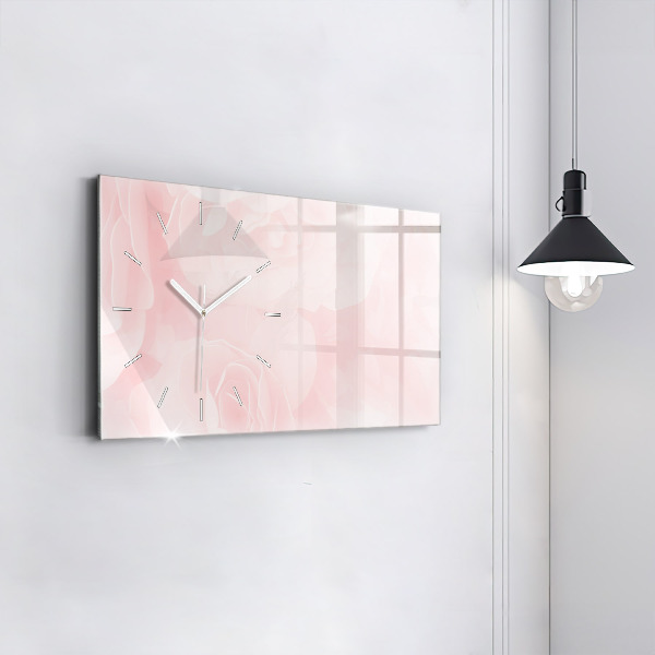 Horizontal wall clock Blooming roses