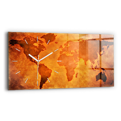 Horizontal wall clock Large world map