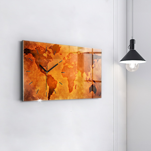 Horizontal wall clock Large world map