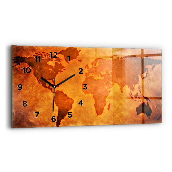 Horizontal wall clock Large world map