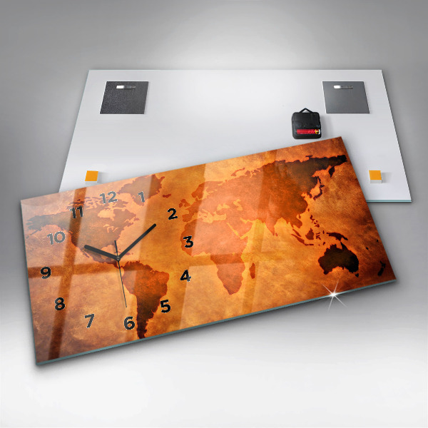 Horizontal wall clock Large world map