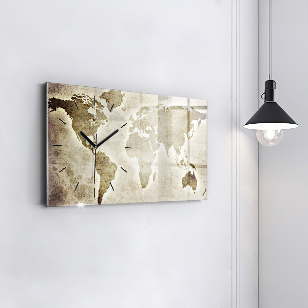 Horizontal wall clock World map