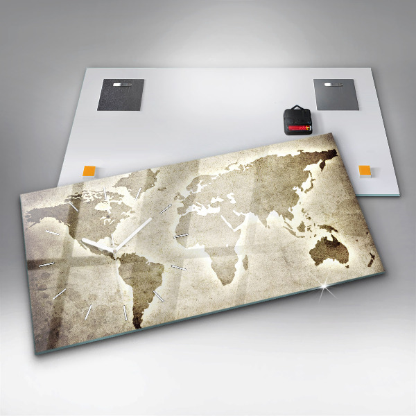 Horizontal wall clock World map