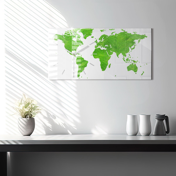 Horizontal wall clock Green grass map