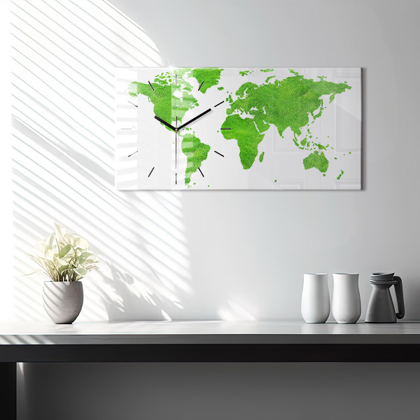 Horizontal wall clock Green grass map