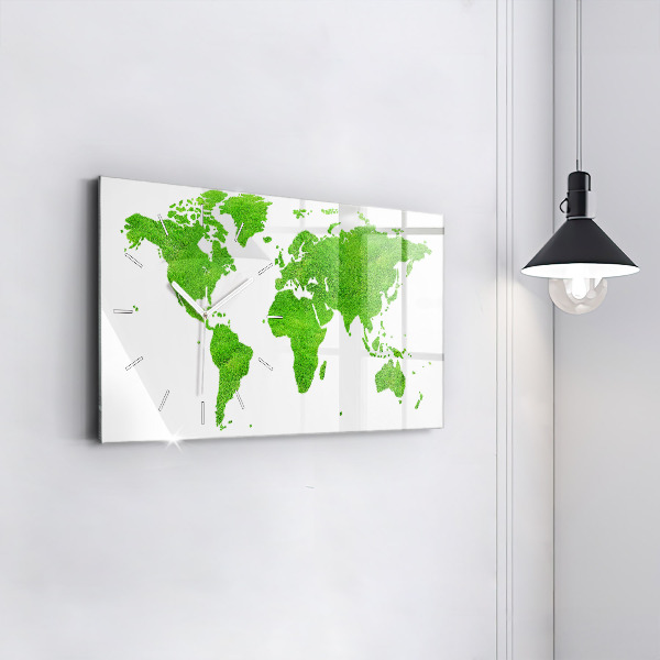 Horizontal wall clock Green grass map