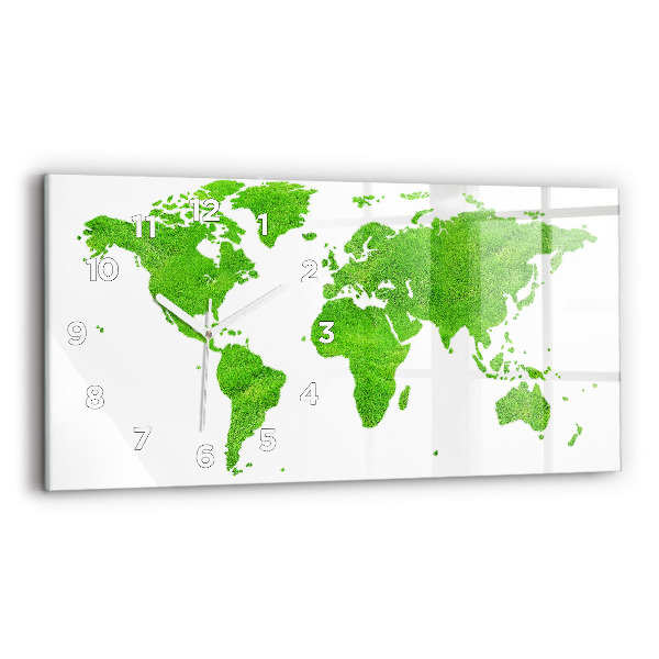Horizontal wall clock Green grass map