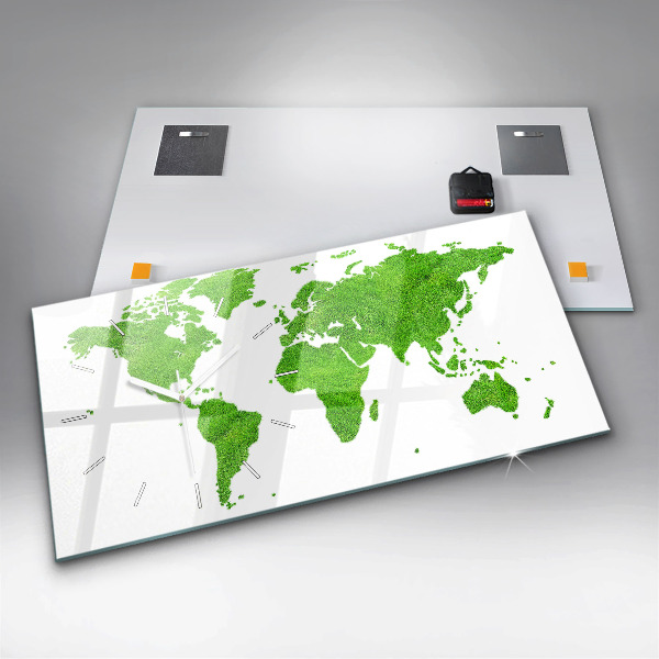 Horizontal wall clock Green grass map