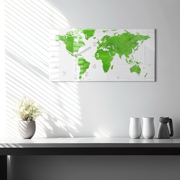 Horizontal wall clock Green grass map