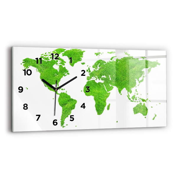 Horizontal wall clock Green grass map