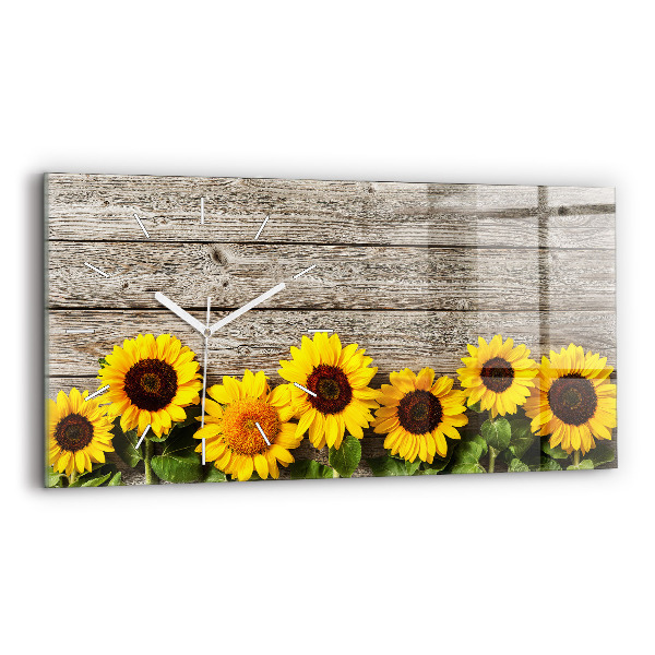 Horizontal wall clock Sunflowers