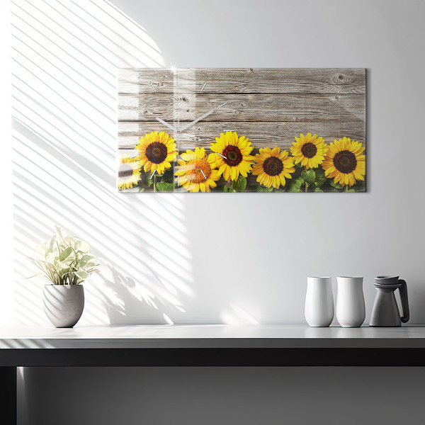 Horizontal wall clock Sunflowers