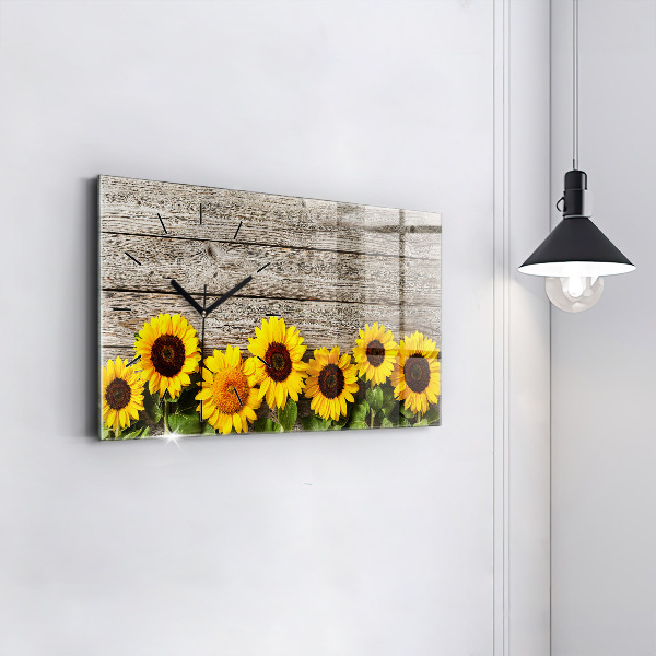 Horizontal wall clock Sunflowers