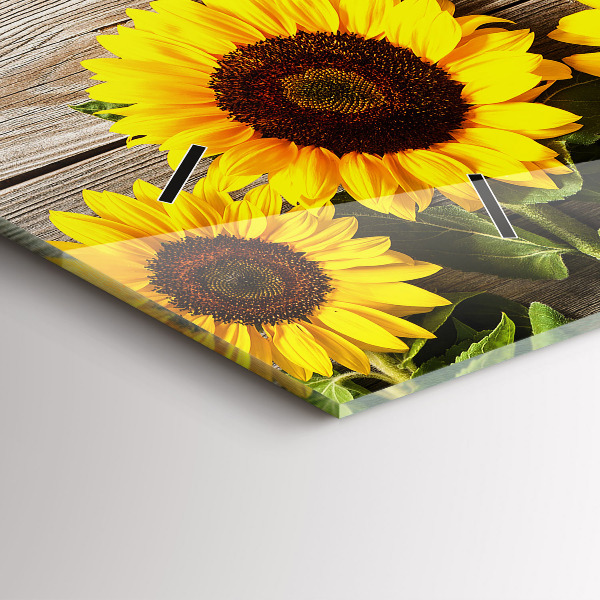 Horizontal wall clock Sunflowers