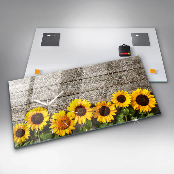 Horizontal wall clock Sunflowers
