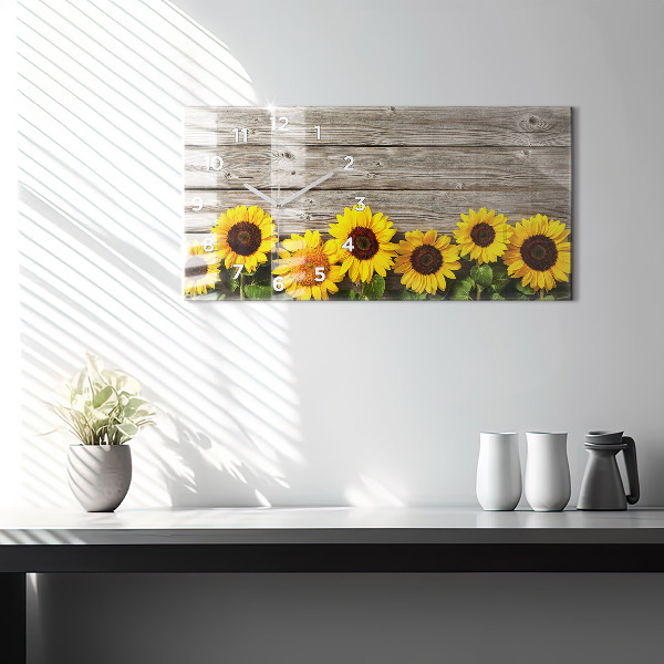 Horizontal wall clock Sunflowers