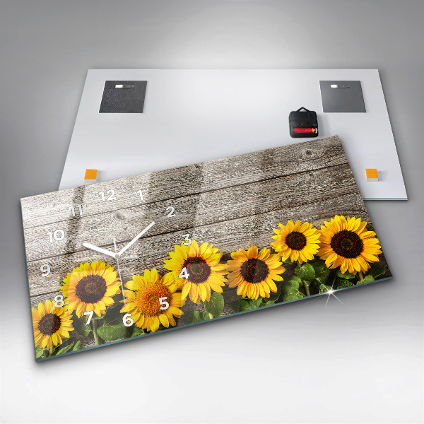 Horizontal wall clock Sunflowers